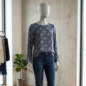 Michael Kors Navy Patterned Blouse